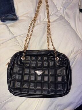 Rampage Black Quilted Shoulder Bag with Gold Chain